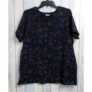 Woman Shirt 16W Multi Color Flowers Short Sleeve More Promises Vintage